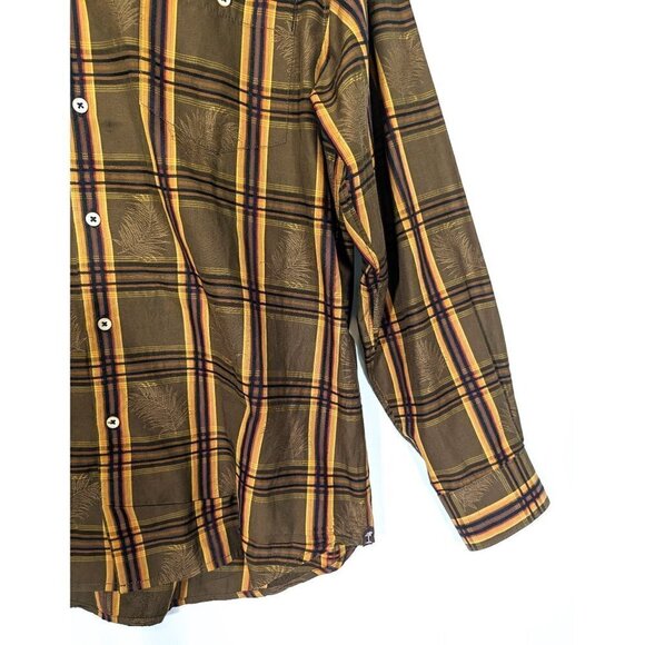 Tommy Bahama Loose Fit Plaid Button Down Shirt Mens Large Fall Browns Gold - Picture 5 of 6